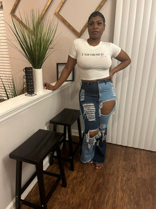 White UB Logo Crop Top