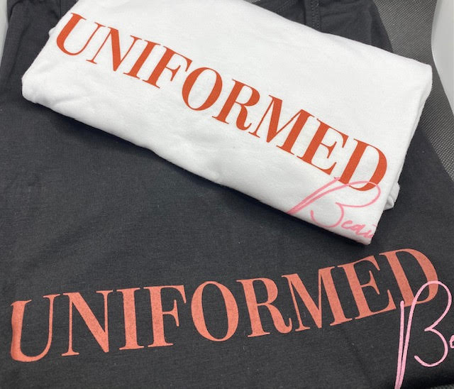 Uniformed Beauty Brown Themed Logo T-Shirts